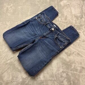 Old Navy Rockstar Super Skinny Distressed Jeans Womens 10 Long Dark Wash Blue